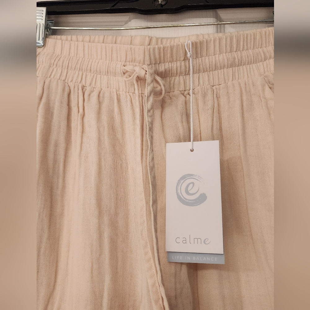 CALME by Johnny Was cropped drawstring pull-on cotton pants size M - Picture 5 of 8